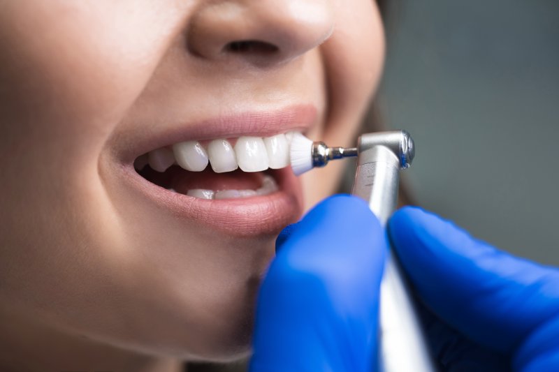 Patient receiving a spring cleaning in Queen Creek from dentist